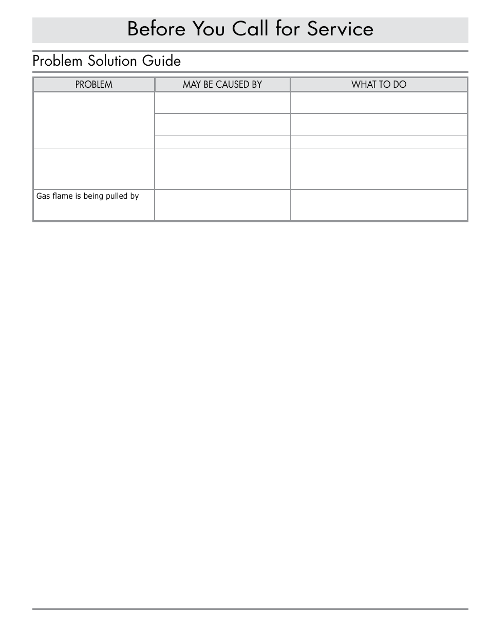 Before you call for service, Problem solution guide | Dacor ERV36-ER User Manual | Page 7 / 12
