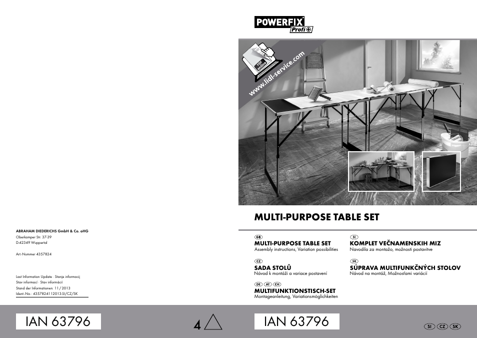 Powerfix Multi-Purpose Table Set User Manual | 4 pages