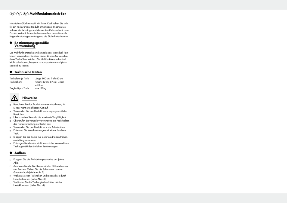 Powerfix Multi-Purpose Table Set User Manual | Page 4 / 4