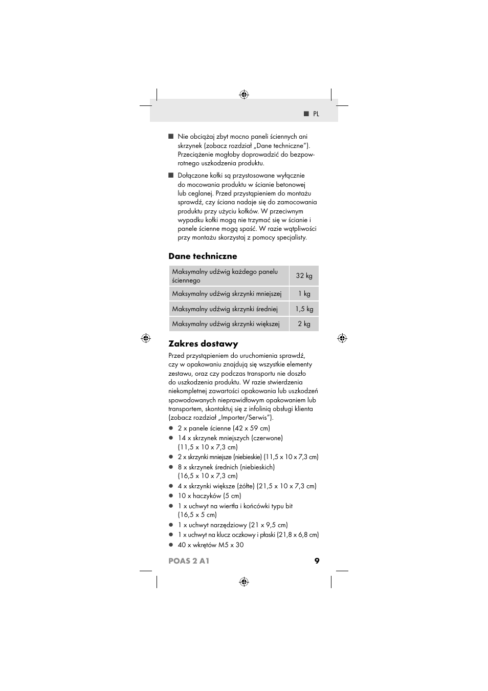 Dane techniczne, Zakres dostawy | Powerfix POAS 2 A1 User Manual | Page 11 / 47