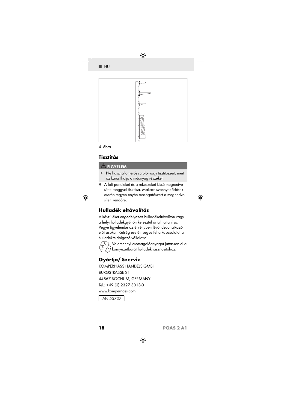 Tisztítás, Hulladék eltávolítás, Gyártja/ szerviz | 18 poas 2 a1 | Powerfix POAS 2 A1 User Manual | Page 20 / 47