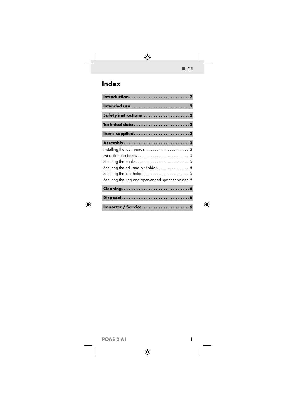 Index, 1poas 2 a1 | Powerfix POAS 2 A1 User Manual | Page 3 / 47