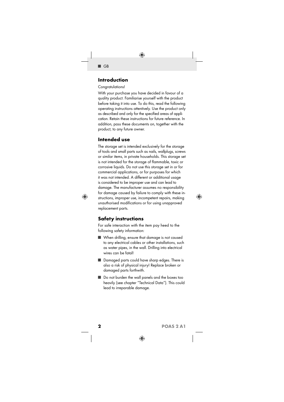 Introduction, Intended use, Safety instructions | 2poas 2 a1 | Powerfix POAS 2 A1 User Manual | Page 4 / 47