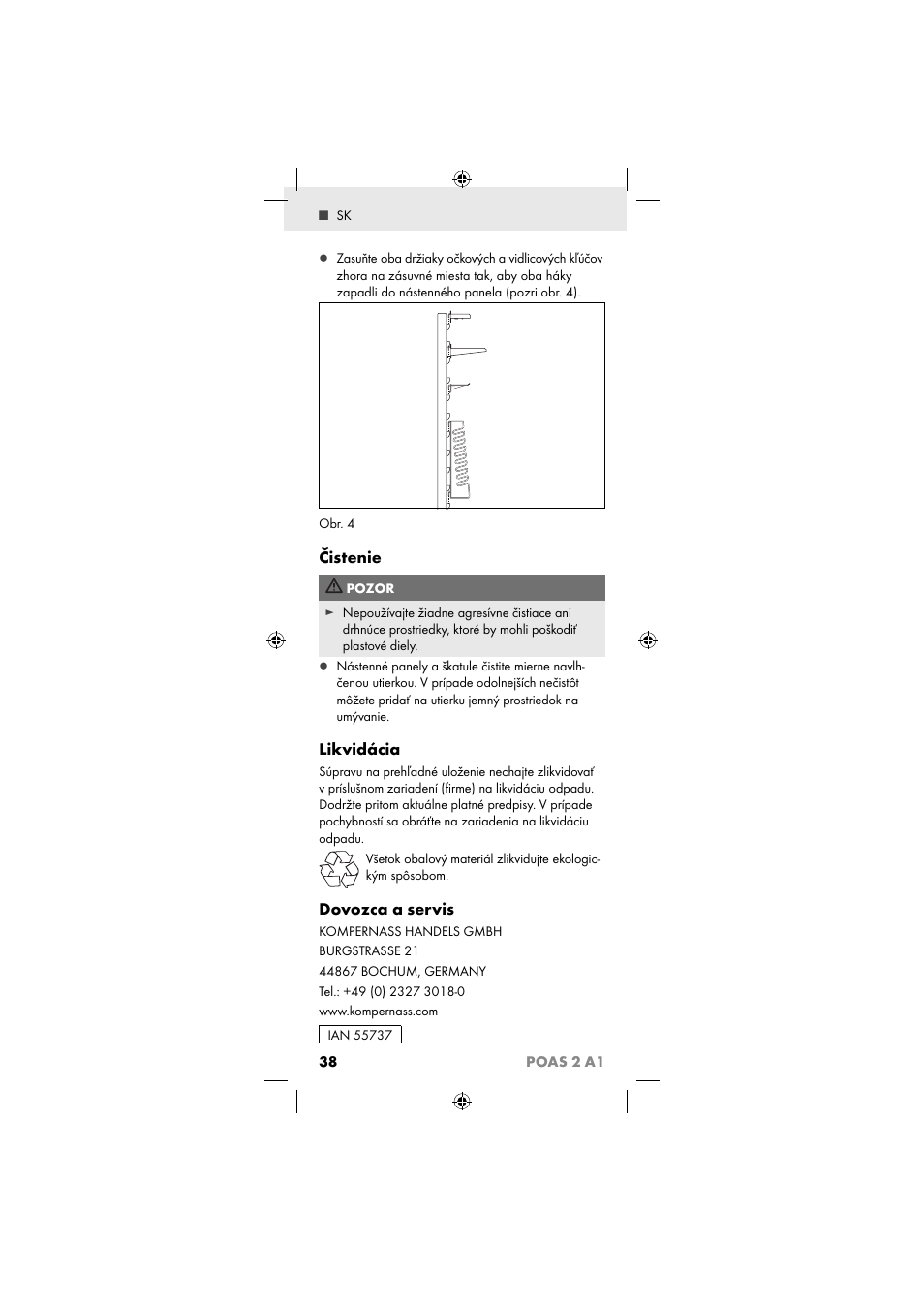 Čistenie, Likvidácia, Dovozca a servis | Powerfix POAS 2 A1 User Manual | Page 40 / 47