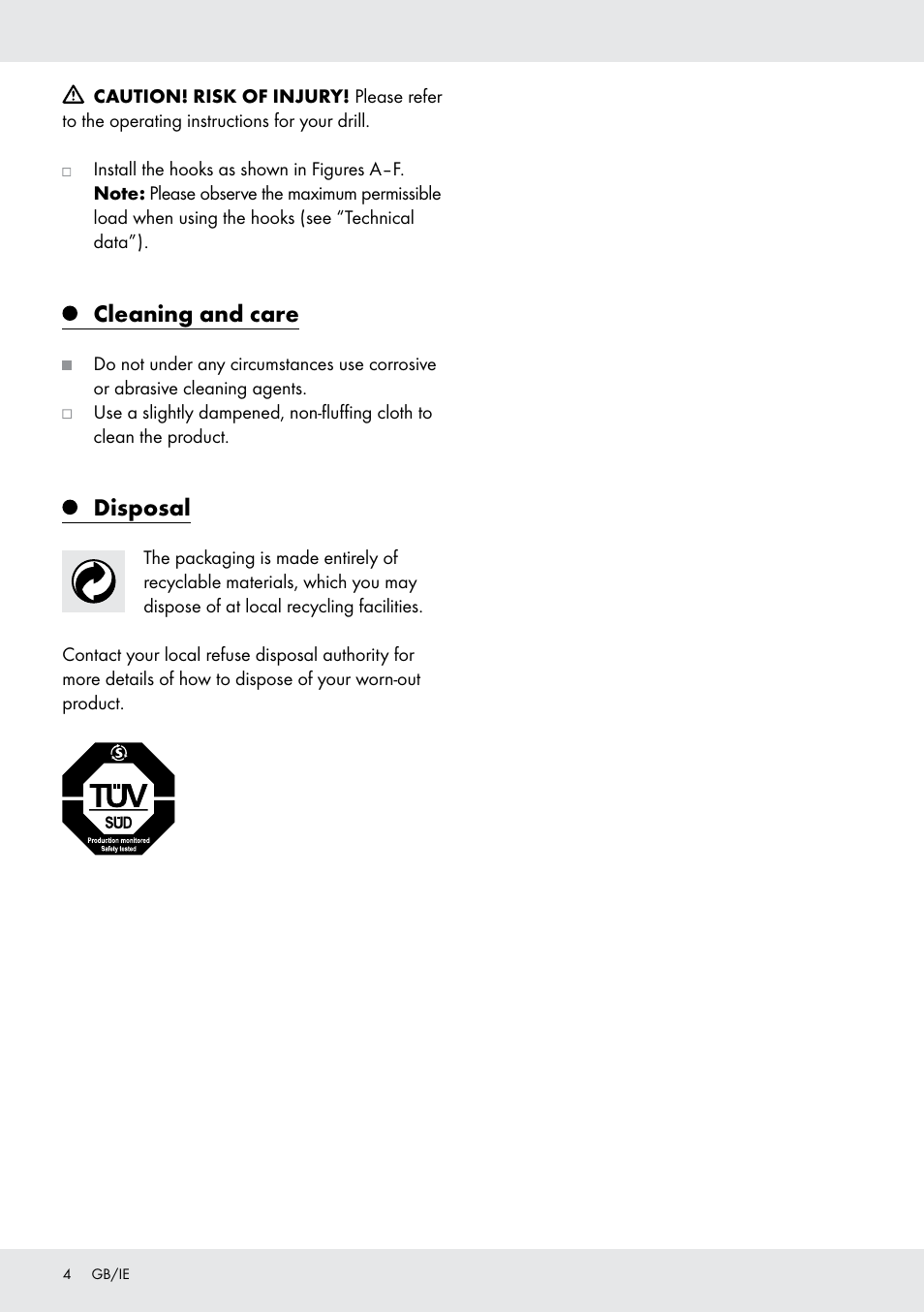 Cleaning and care, Disposal | Powerfix Z28431 User Manual | Page 4 / 20