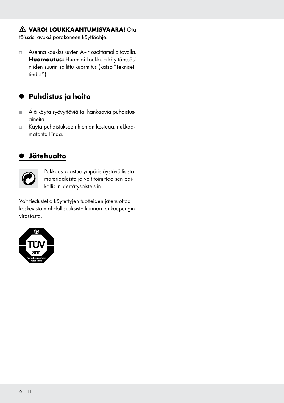 Puhdistus ja hoito, Jätehuolto | Powerfix Z28431 User Manual | Page 6 / 20