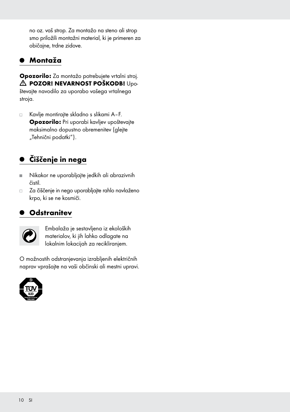 Montaža, Čiščenje in nega, Odstranitev | Powerfix Z28431 User Manual | Page 10 / 20