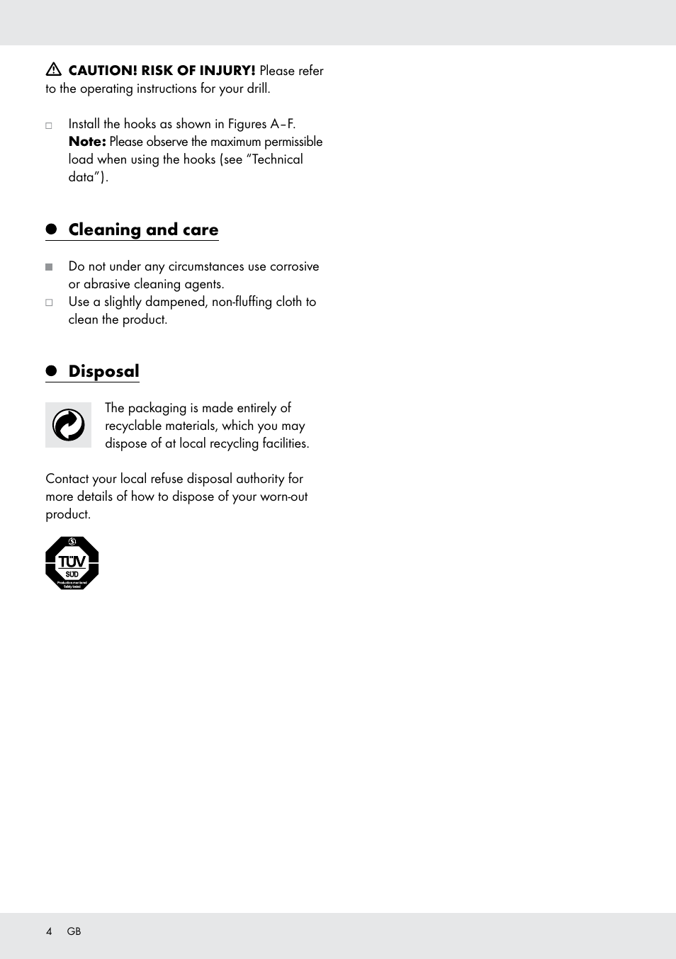 Cleaning and care, Disposal | Powerfix Z28431 User Manual | Page 4 / 20