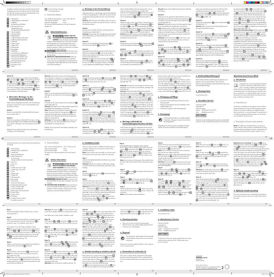 Powerfix ALUMINIUM INSECT SCREEN BLIND User Manual | Page 2 / 2