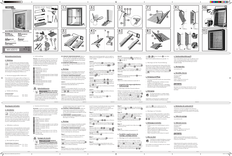 Powerfix Aluminium Window  Insect Screen User Manual | 2 pages