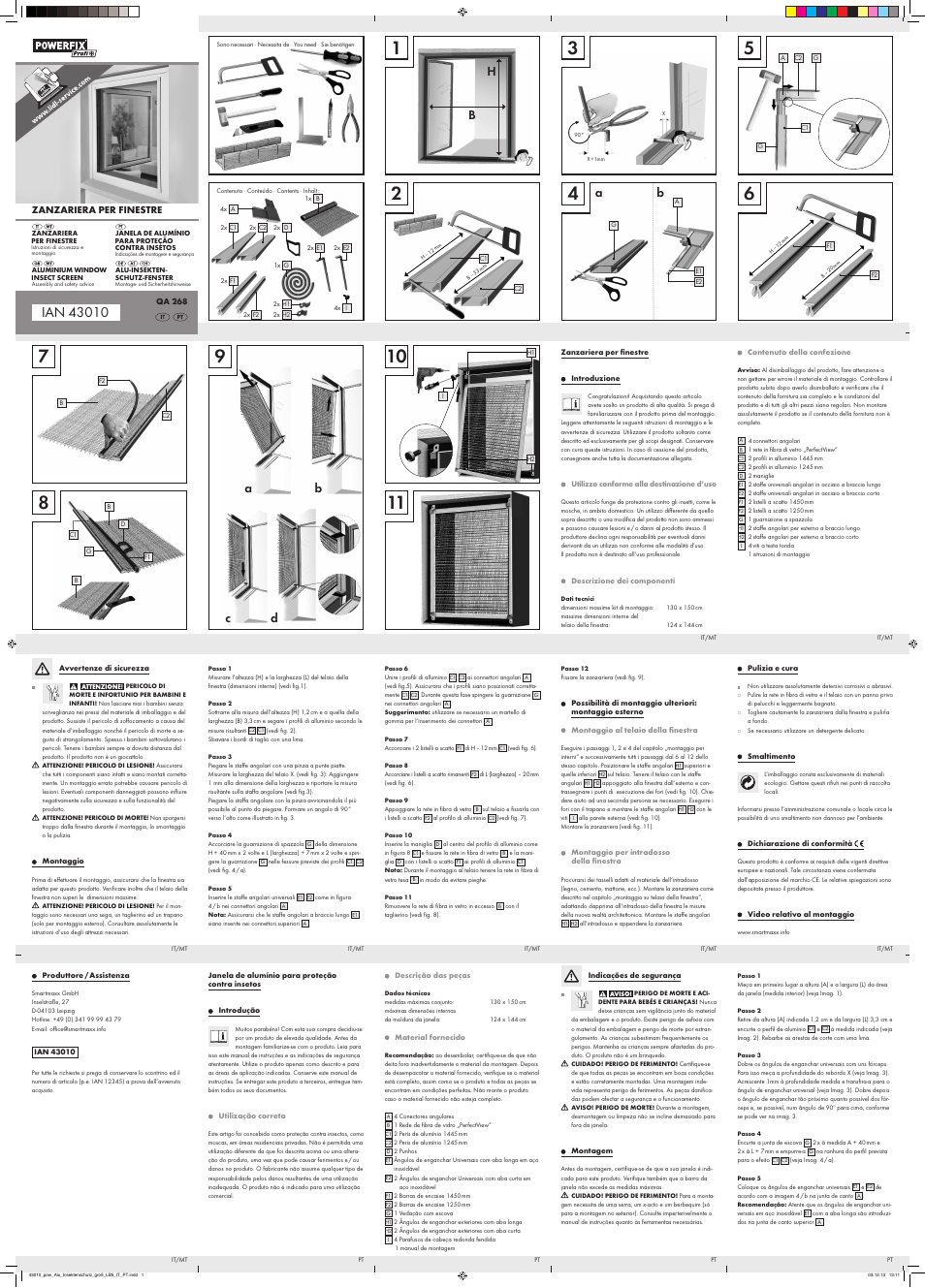 Powerfix Aluminium Window  Insect Screen User Manual | 2 pages