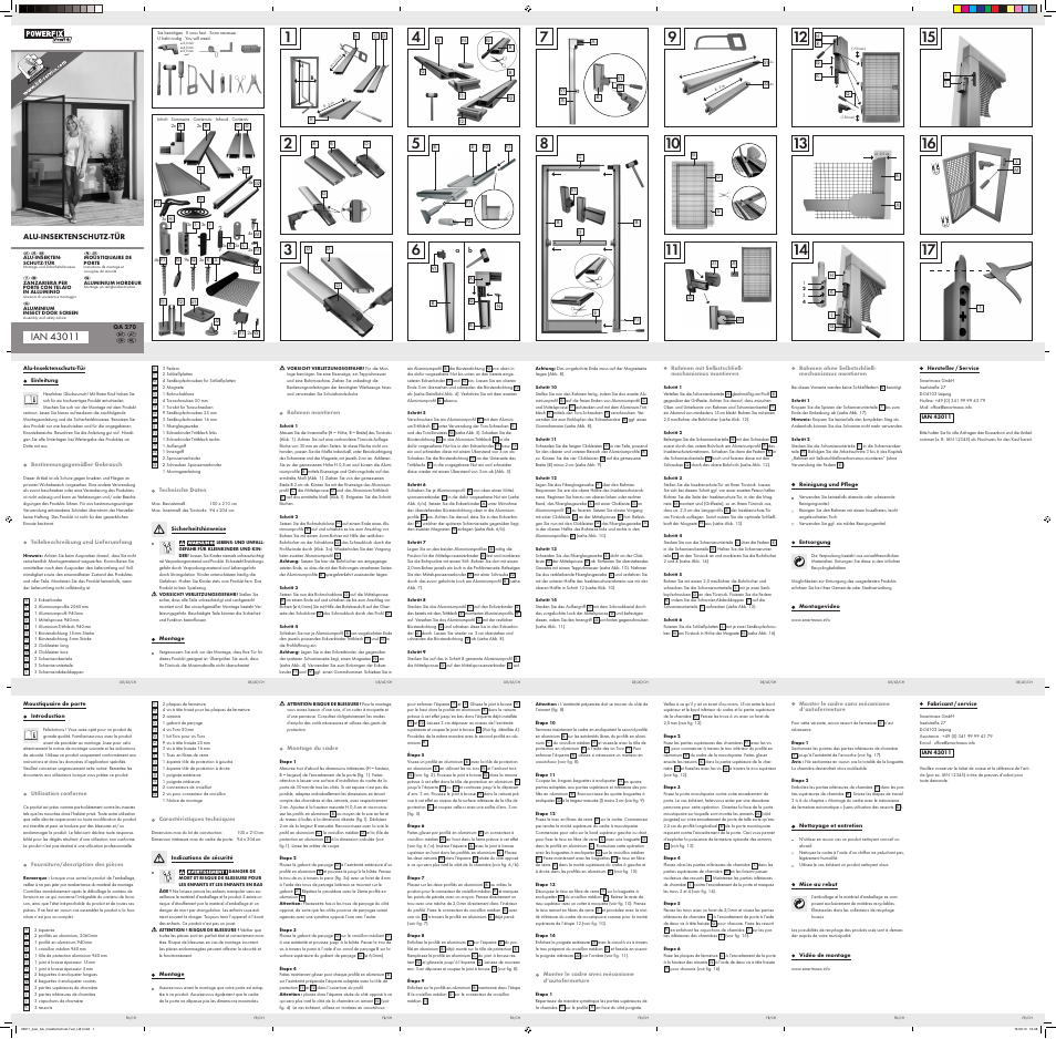 Powerfix Aluminium Insect Door Screen User Manual | 2 pages