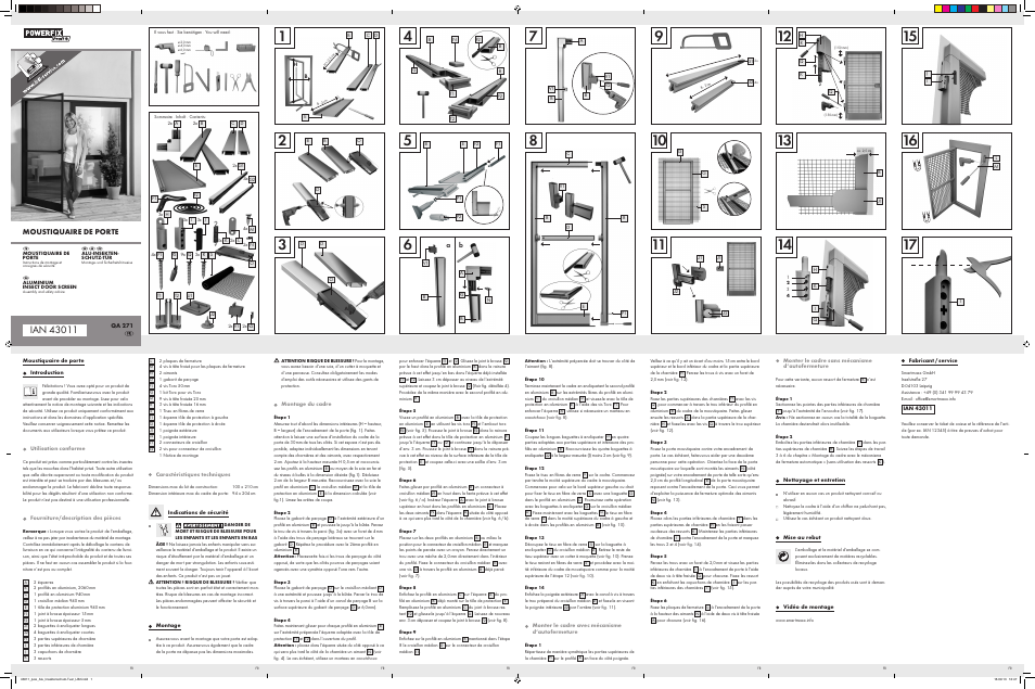 Powerfix Aluminium Insect Door Screen User Manual | 2 pages