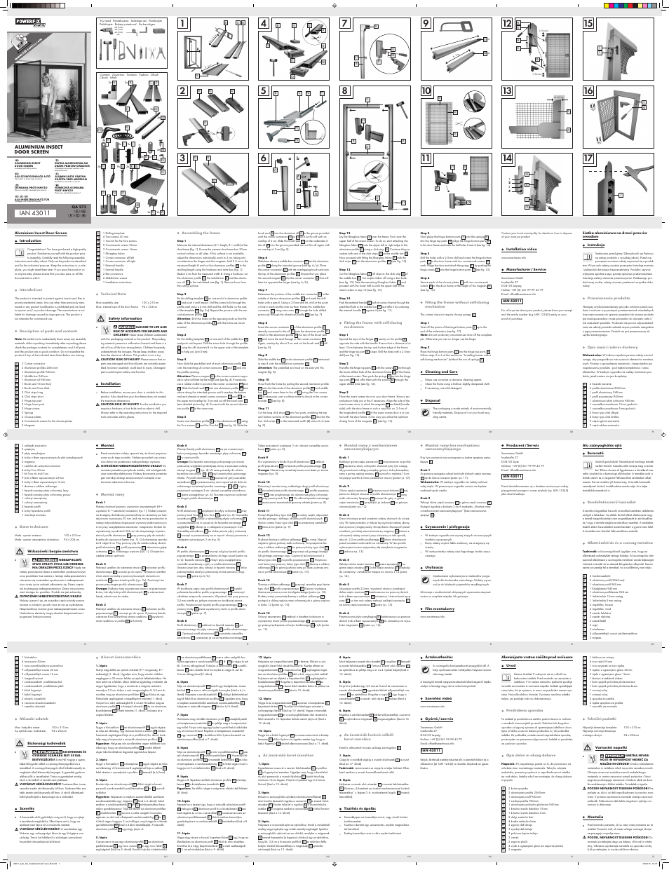 Powerfix Aluminium Insect Door Screen User Manual | 2 pages