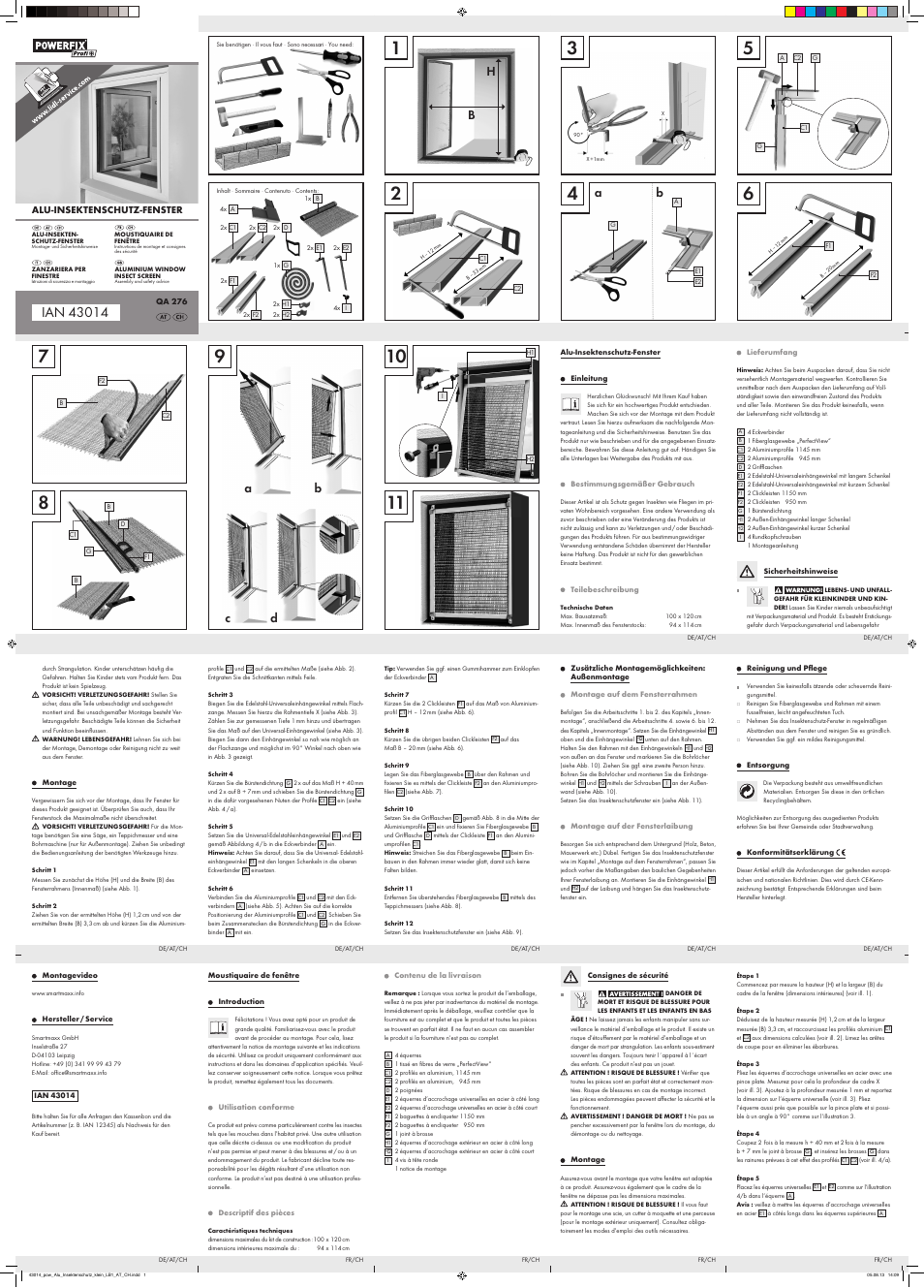 Powerfix Aluminium Window  Insect Screen User Manual | 2 pages