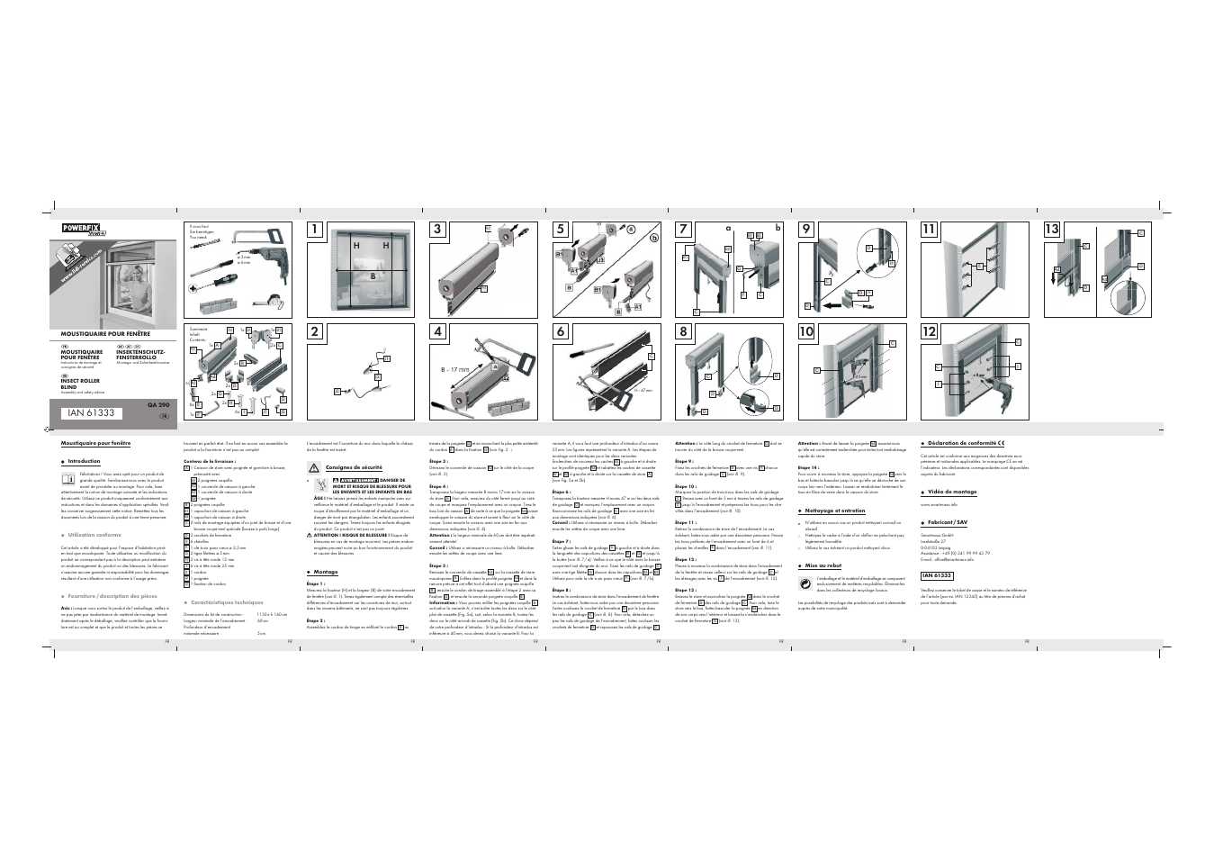 Powerfix Insect Roller Blind User Manual | 2 pages