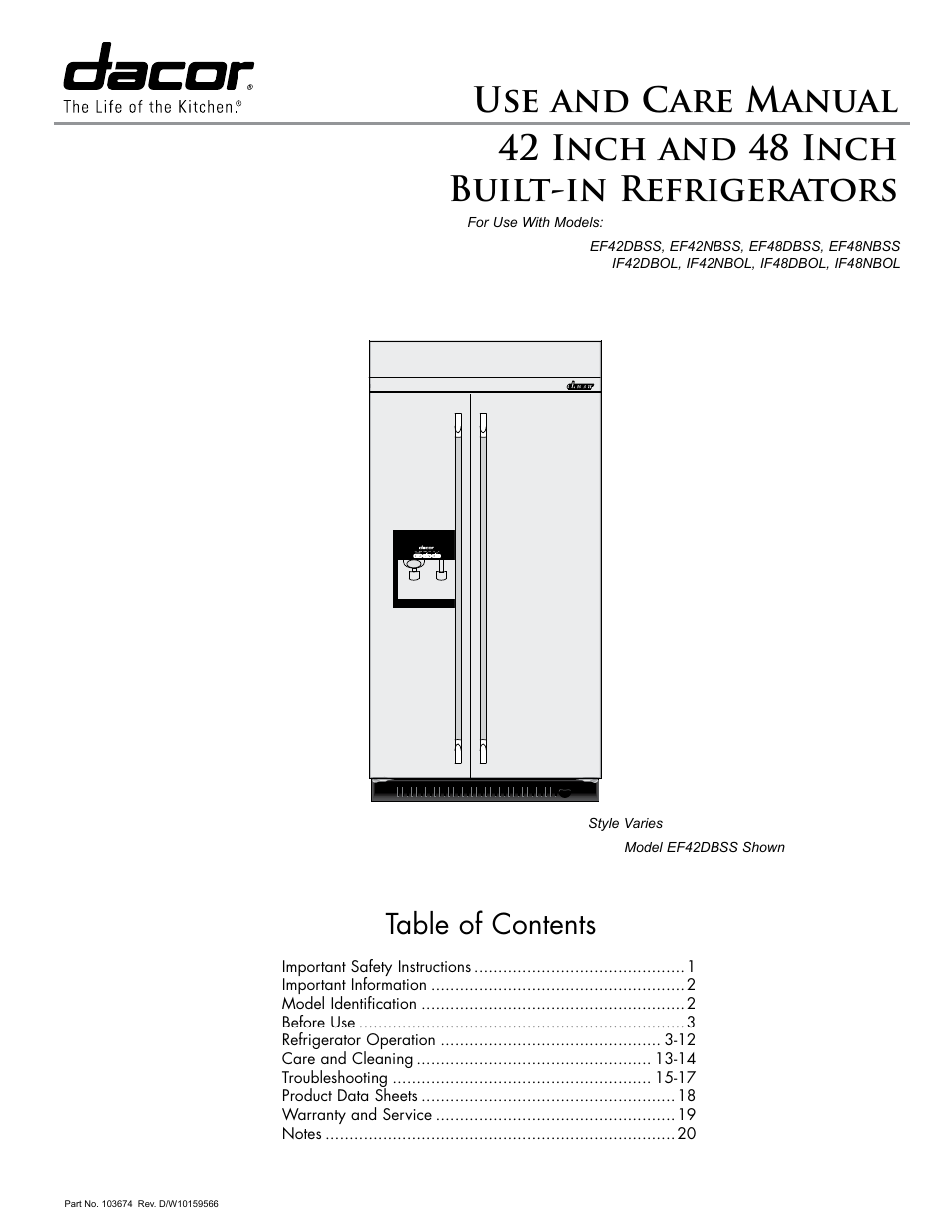 Dacor IF48DBOL User Manual | 24 pages