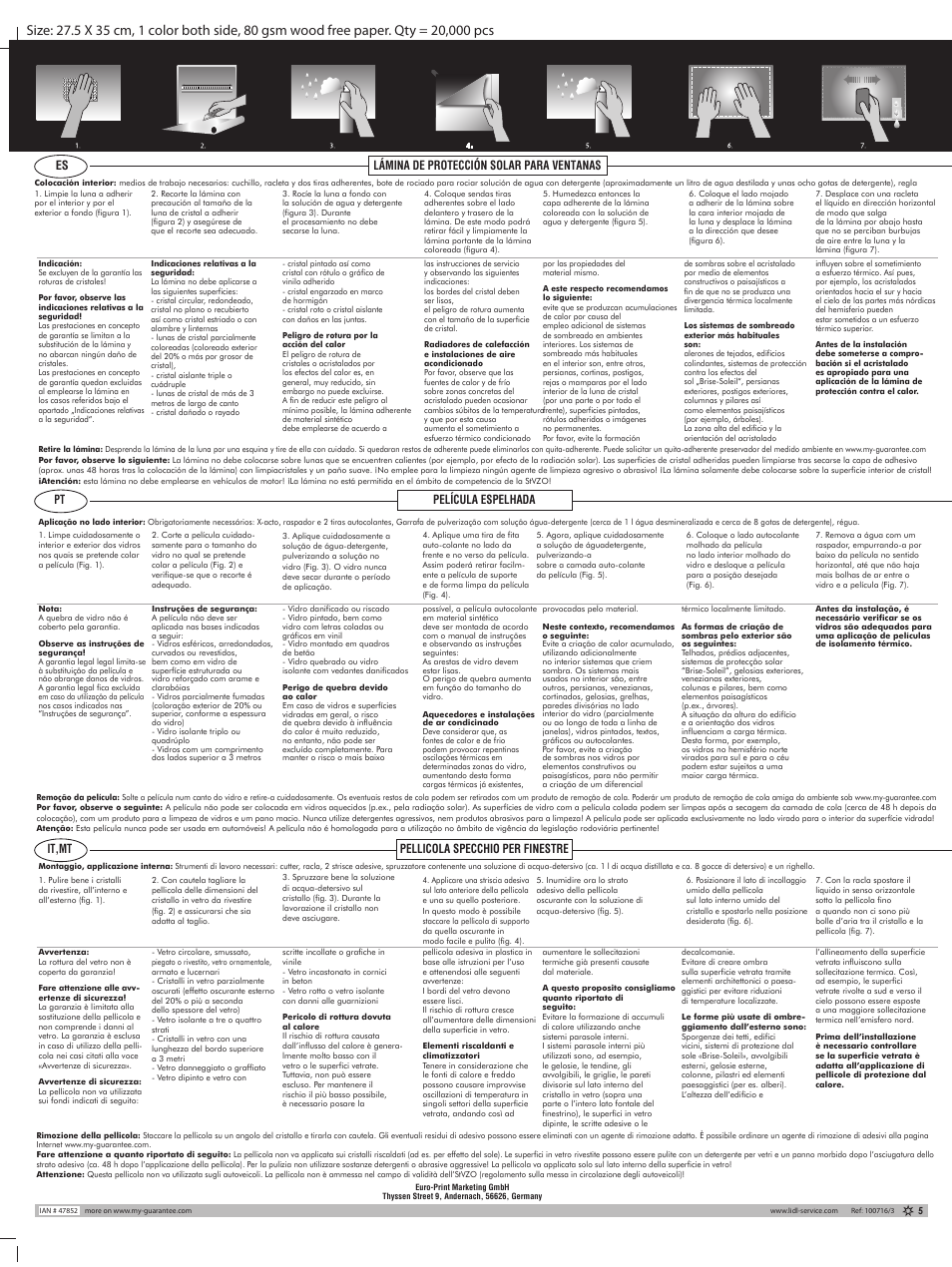 Powerfix Sun Protection Film User Manual | 2 pages