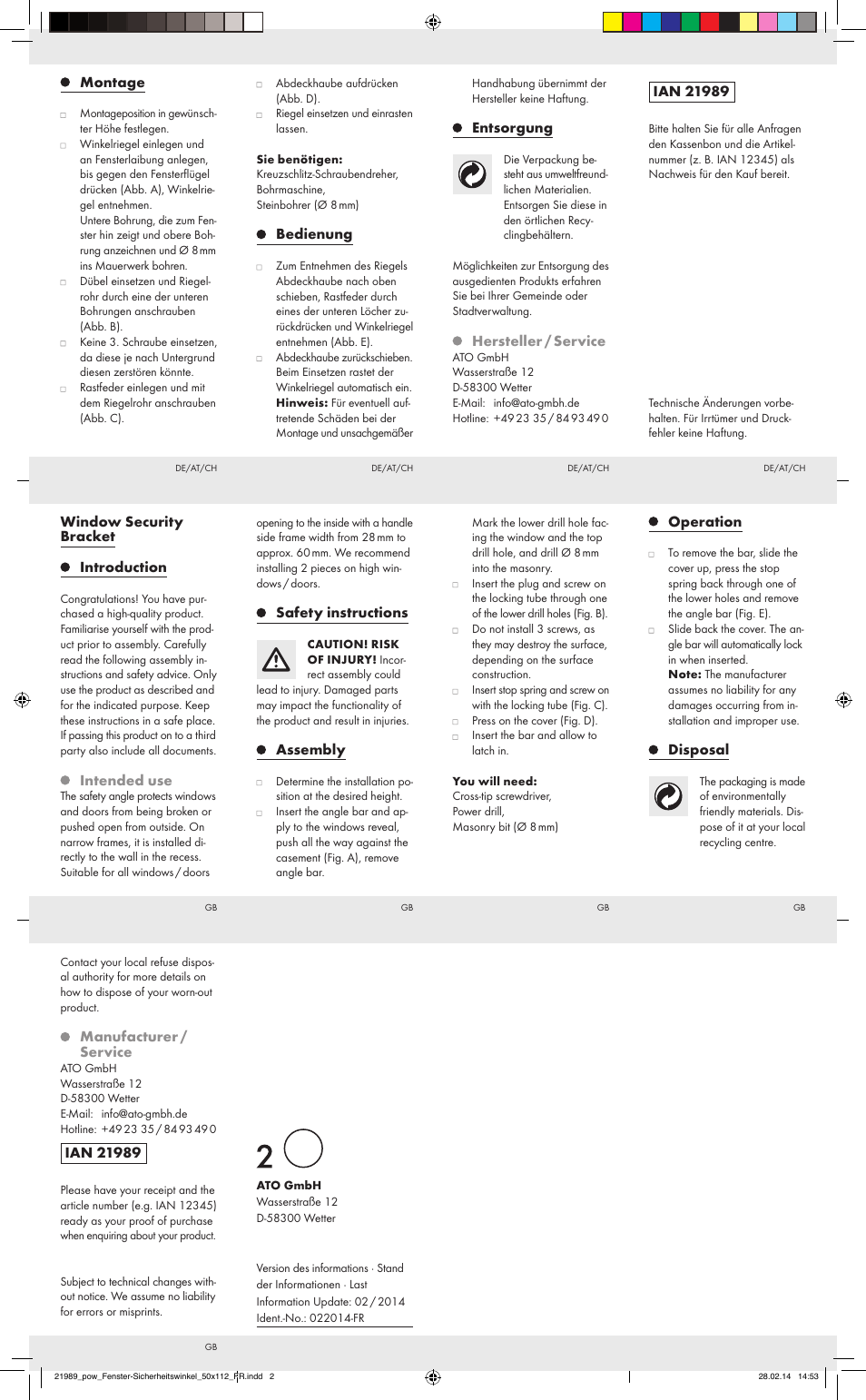 Powerfix WINDOW SECURITY BRACKET User Manual | Page 2 / 2