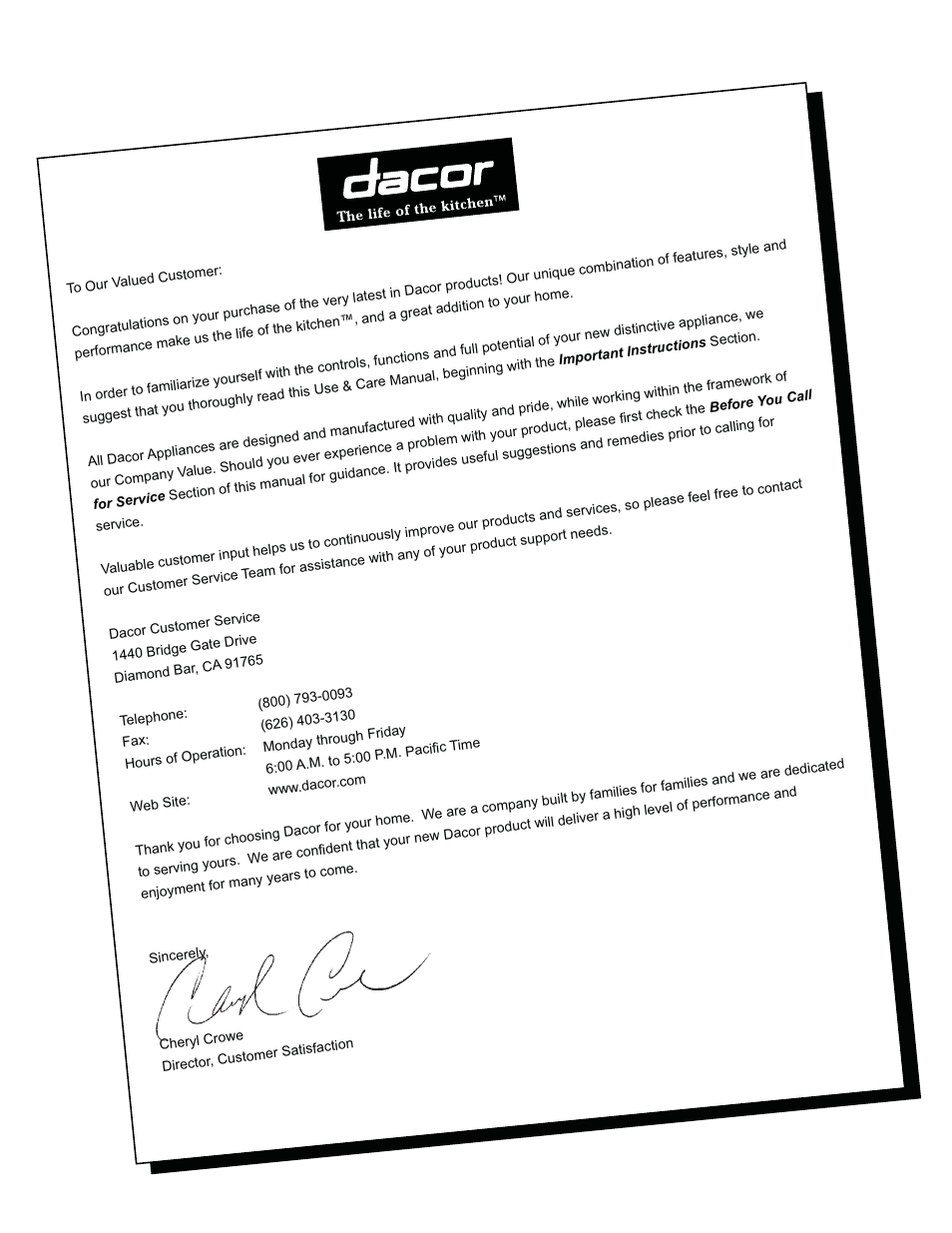 Dacor EF36 User Manual | Page 2 / 24