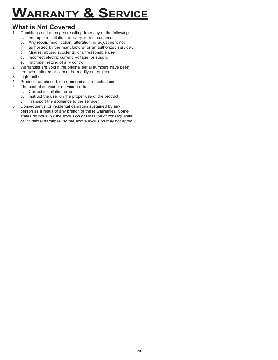 Arranty, Ervice, What is not covered | Dacor EF36 User Manual | Page 22 / 24