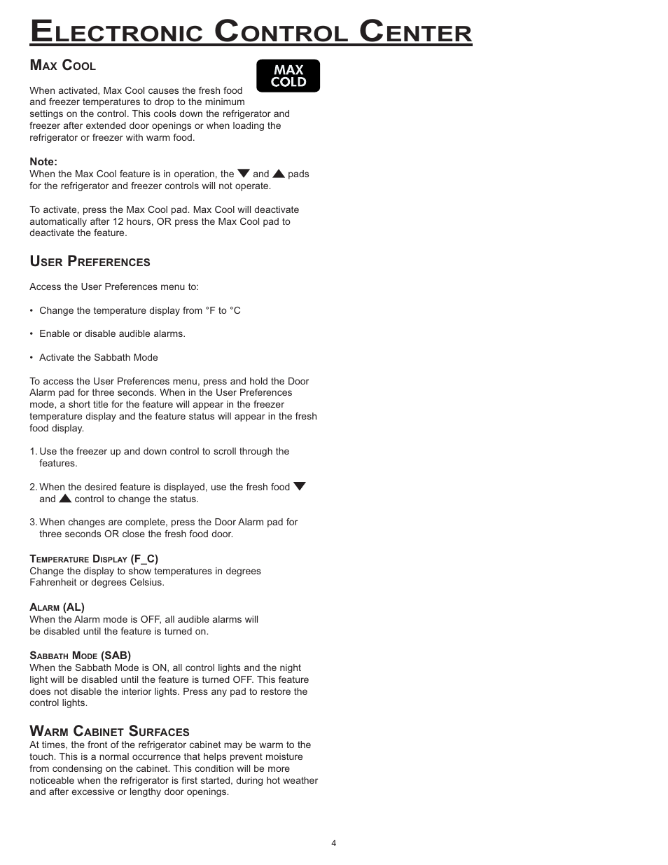 Lectronic, Ontrol, Enter | Dacor EF36 User Manual | Page 6 / 24