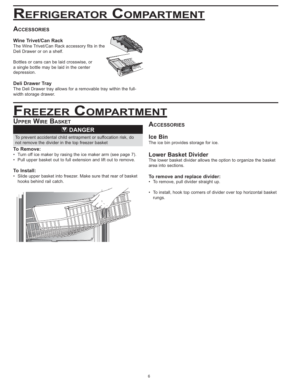 Efrigerator, Ompartment, Reezer | Dacor EF36 User Manual | Page 8 / 24