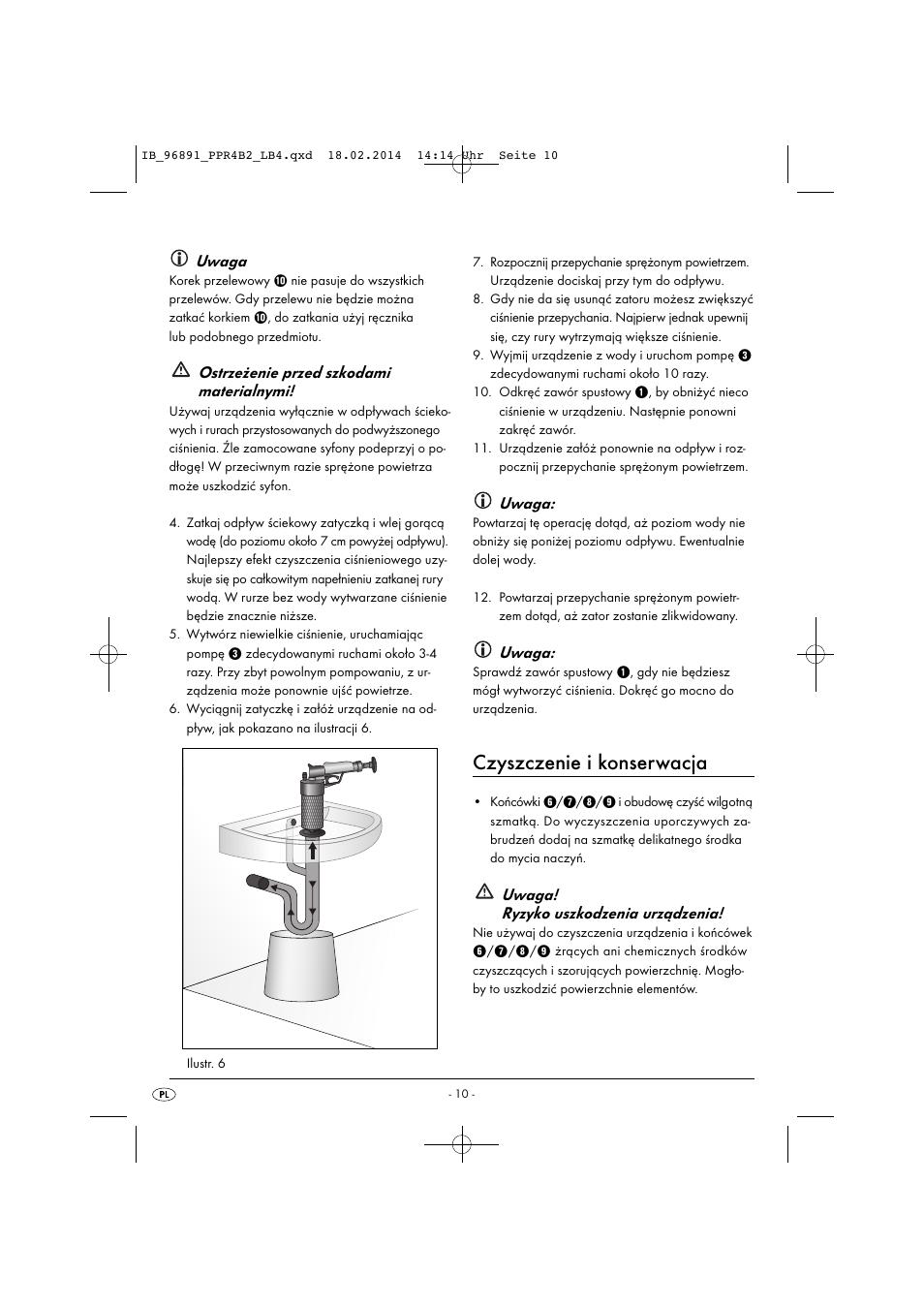 Czyszczenie i konserwacja, Uwaga, Ostrzeżenie przed szkodami materialnymi | Uwaga! ryzyko uszkodzenia urządzenia | Powerfix PPR 4 B2 User Manual | Page 13 / 39