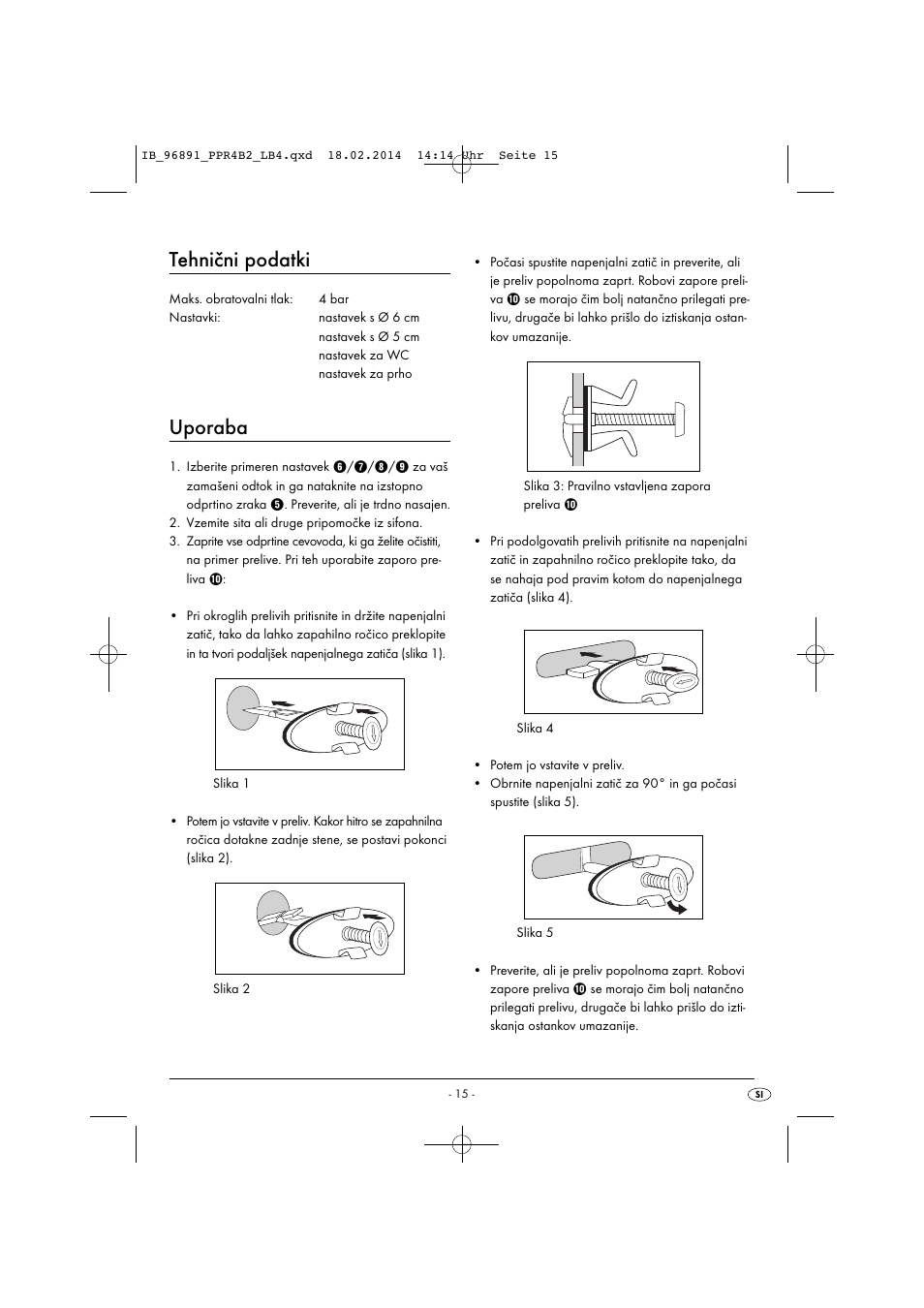 Tehnični podatki, Uporaba | Powerfix PPR 4 B2 User Manual | Page 18 / 39