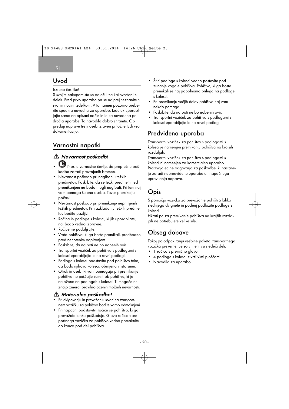 Uvod, Varnostni napotki, Predvidena uporaba | Opis, Obseg dobave | Powerfix PMTR 4 A1 User Manual | Page 23 / 46