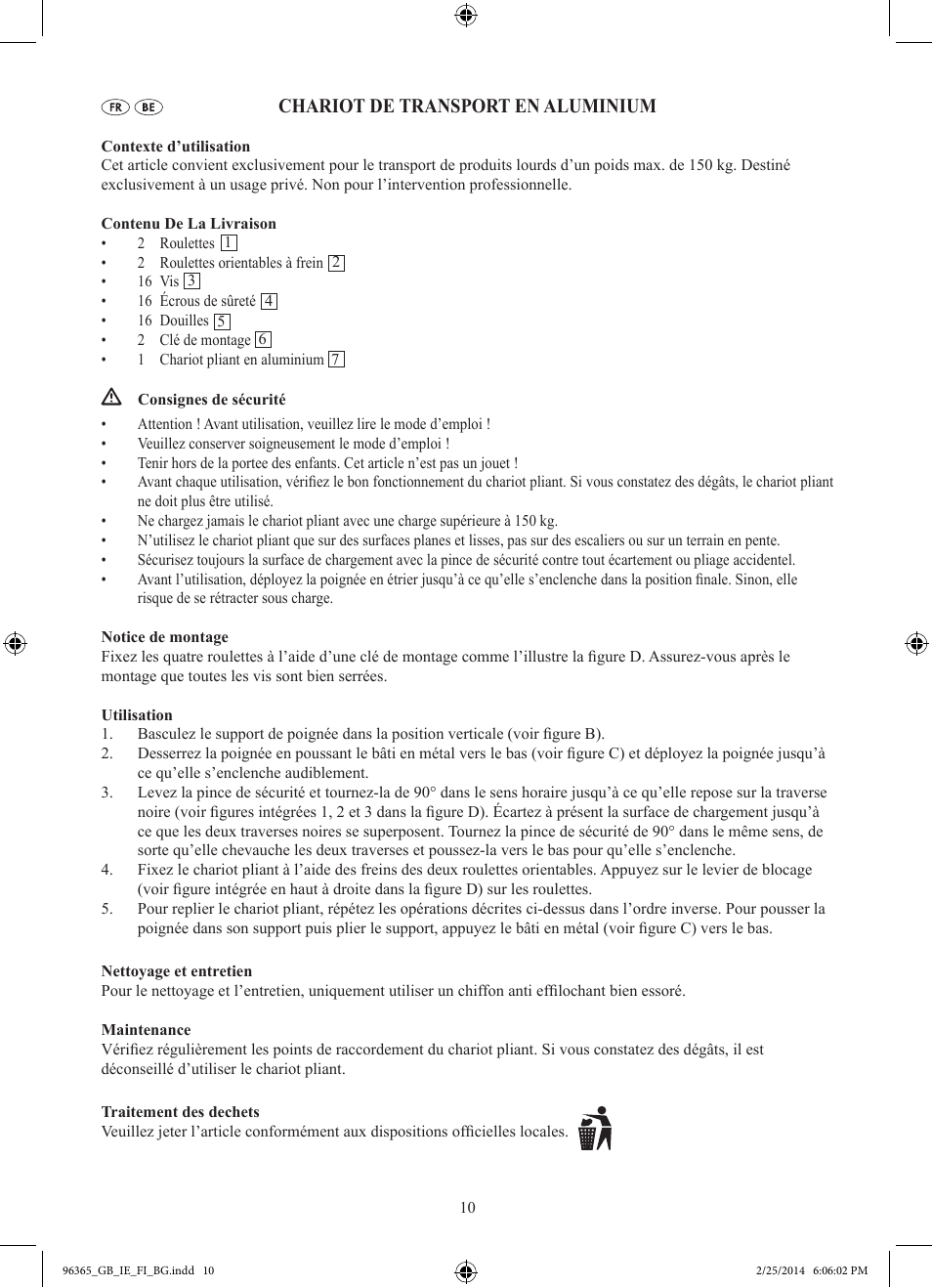 Chariot de transport en aluminium | Powerfix Z32056 User Manual | Page 11 / 19