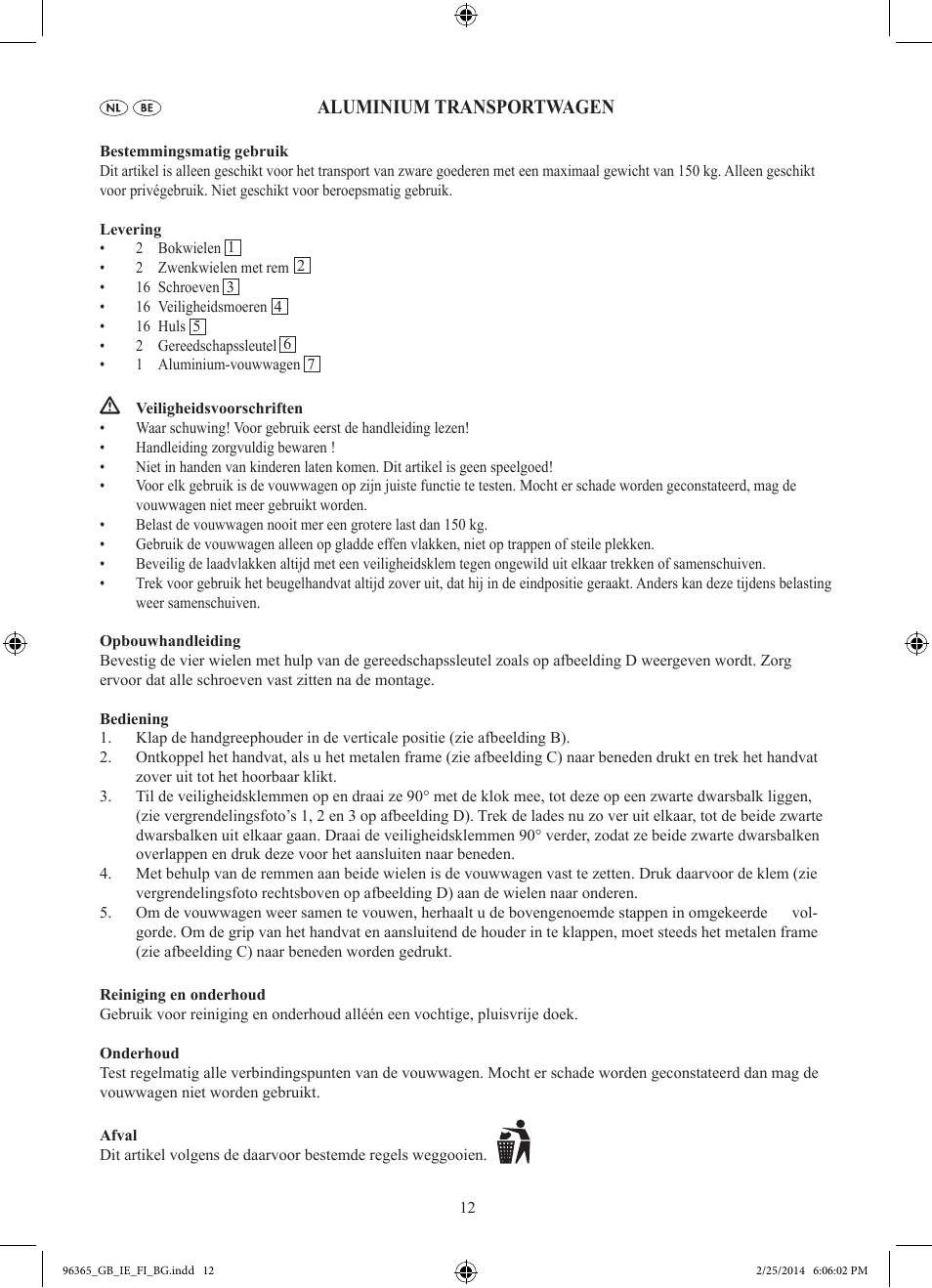Aluminium transportwagen | Powerfix Z32056 User Manual | Page 13 / 19