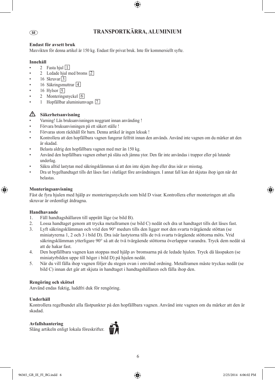 Transportkärra, aluminium | Powerfix Z32056 User Manual | Page 7 / 19