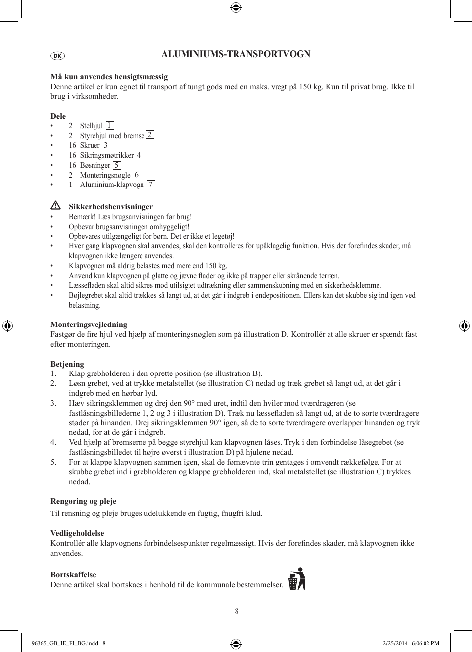 Aluminiums-transportvogn | Powerfix Z32056 User Manual | Page 9 / 19