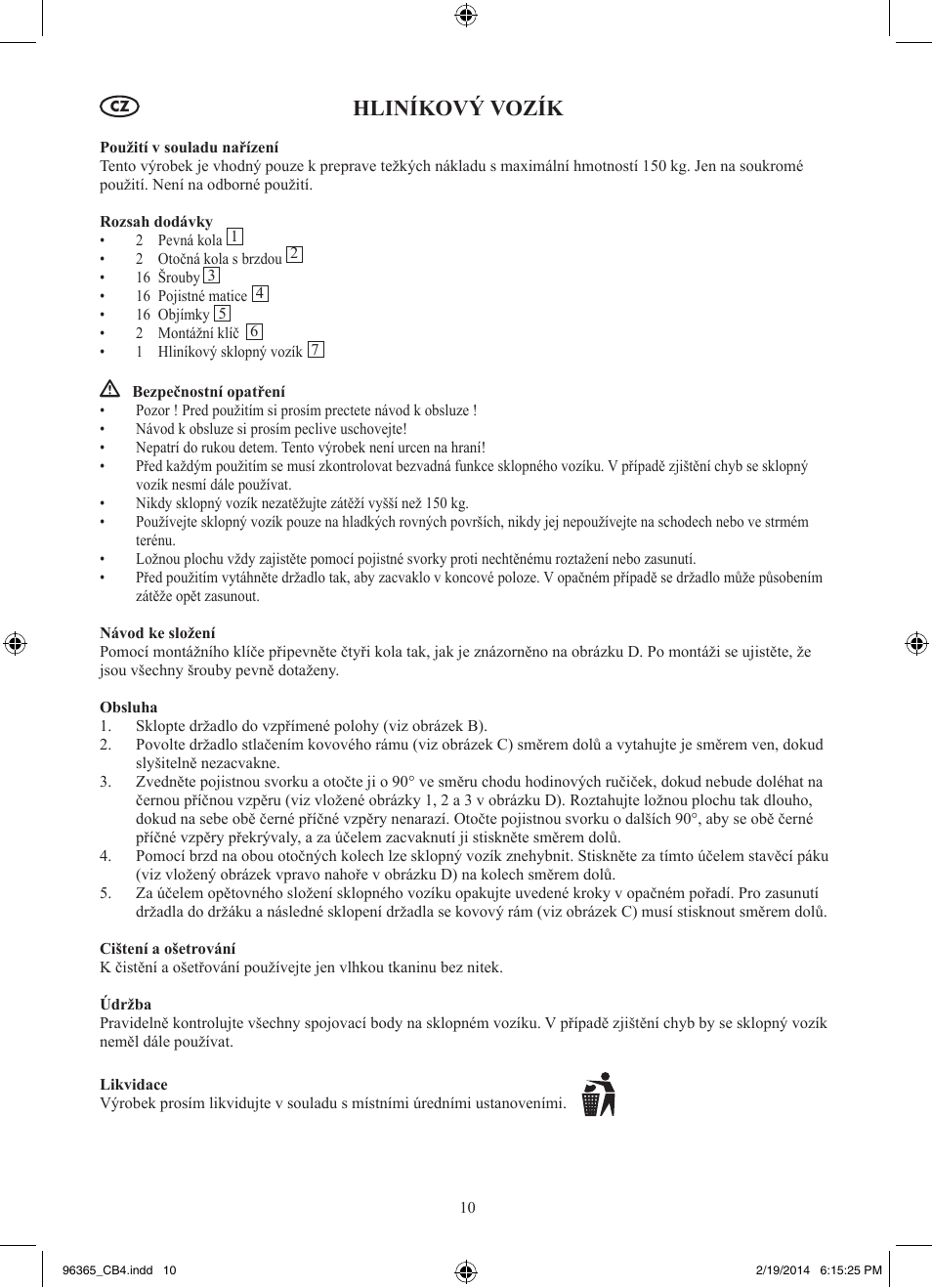 Hliníkový vozík | Powerfix Z32056 User Manual | Page 11 / 17