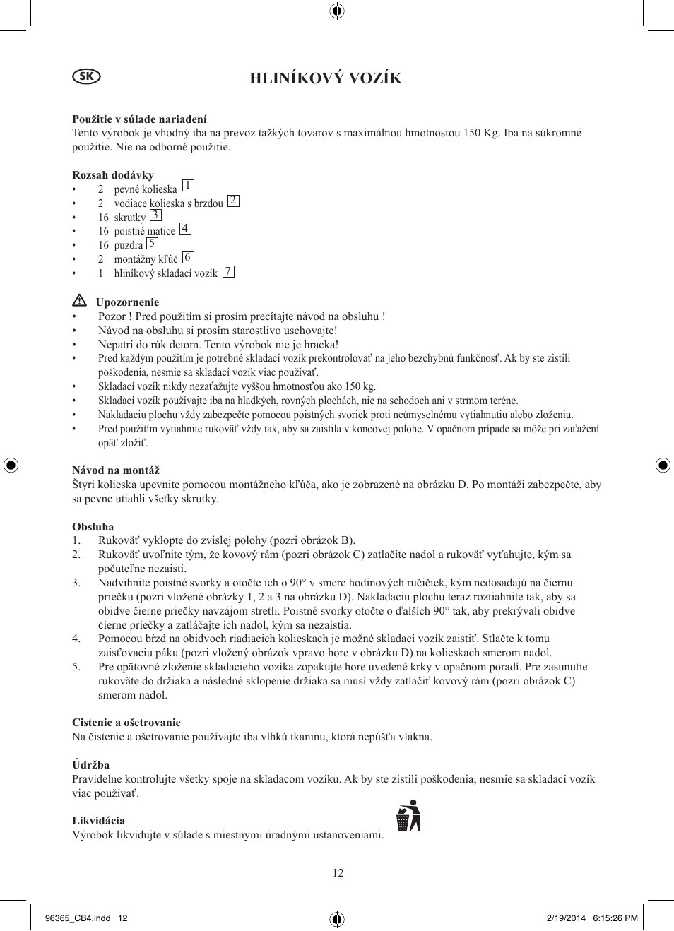 Hliníkový vozík | Powerfix Z32056 User Manual | Page 13 / 17