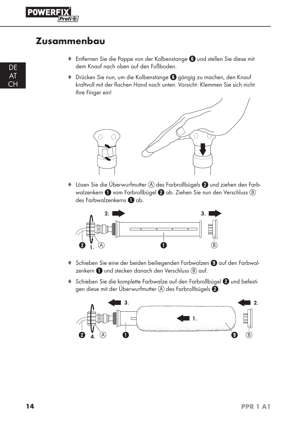 Zusammenbau, De at ch | Powerfix PPR 1 A1 User Manual | Page 17 / 34