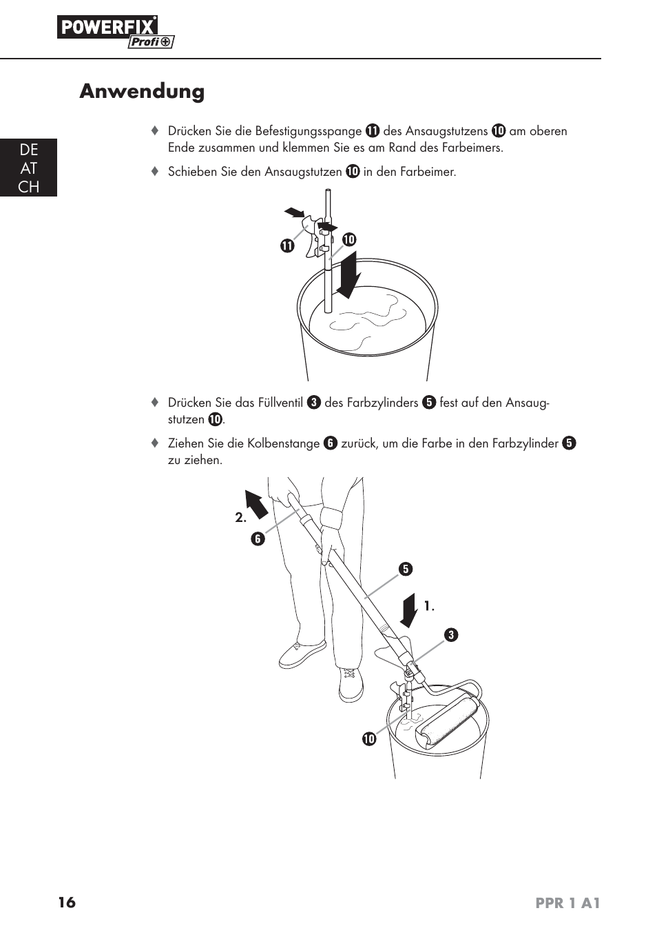 Anwendung, De at ch | Powerfix PPR 1 A1 User Manual | Page 19 / 34