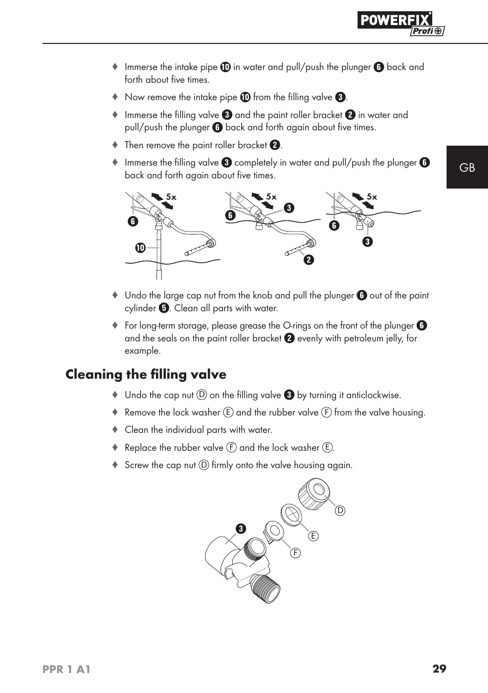 Cleaning the ﬁ lling valve | Powerfix PPR 1 A1 User Manual | Page 32 / 34