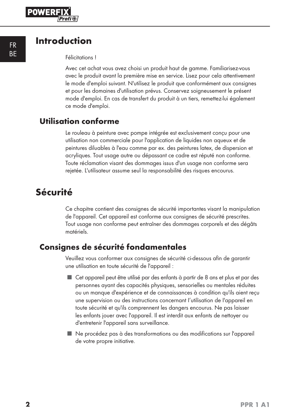 Introduction, Sécurité, Utilisation conforme | Consignes de sécurité fondamentales | Powerfix PPR 1 A1 User Manual | Page 5 / 34