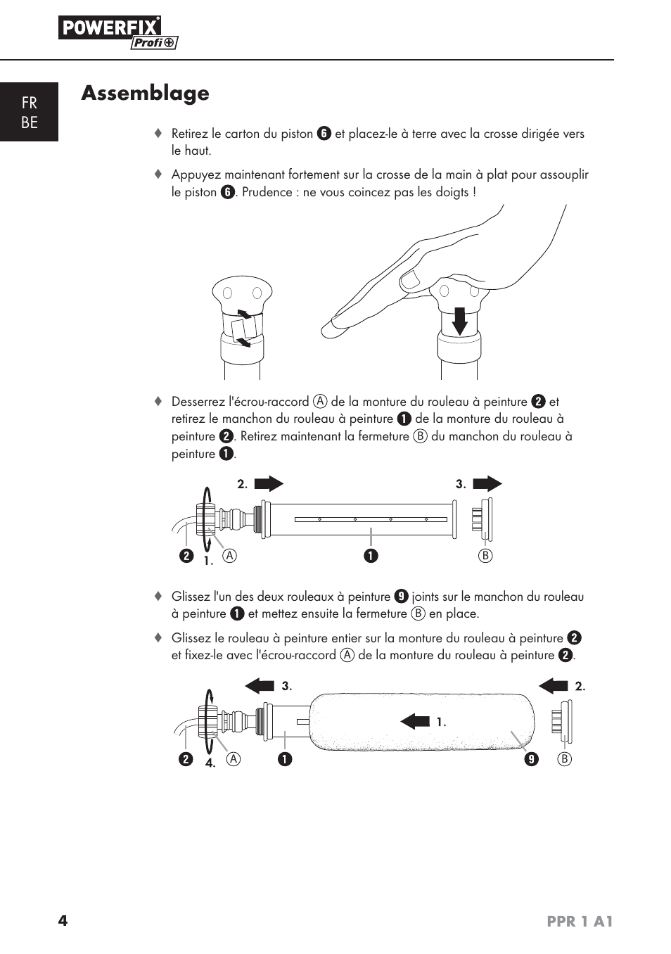 Assemblage, Fr be | Powerfix PPR 1 A1 User Manual | Page 7 / 34