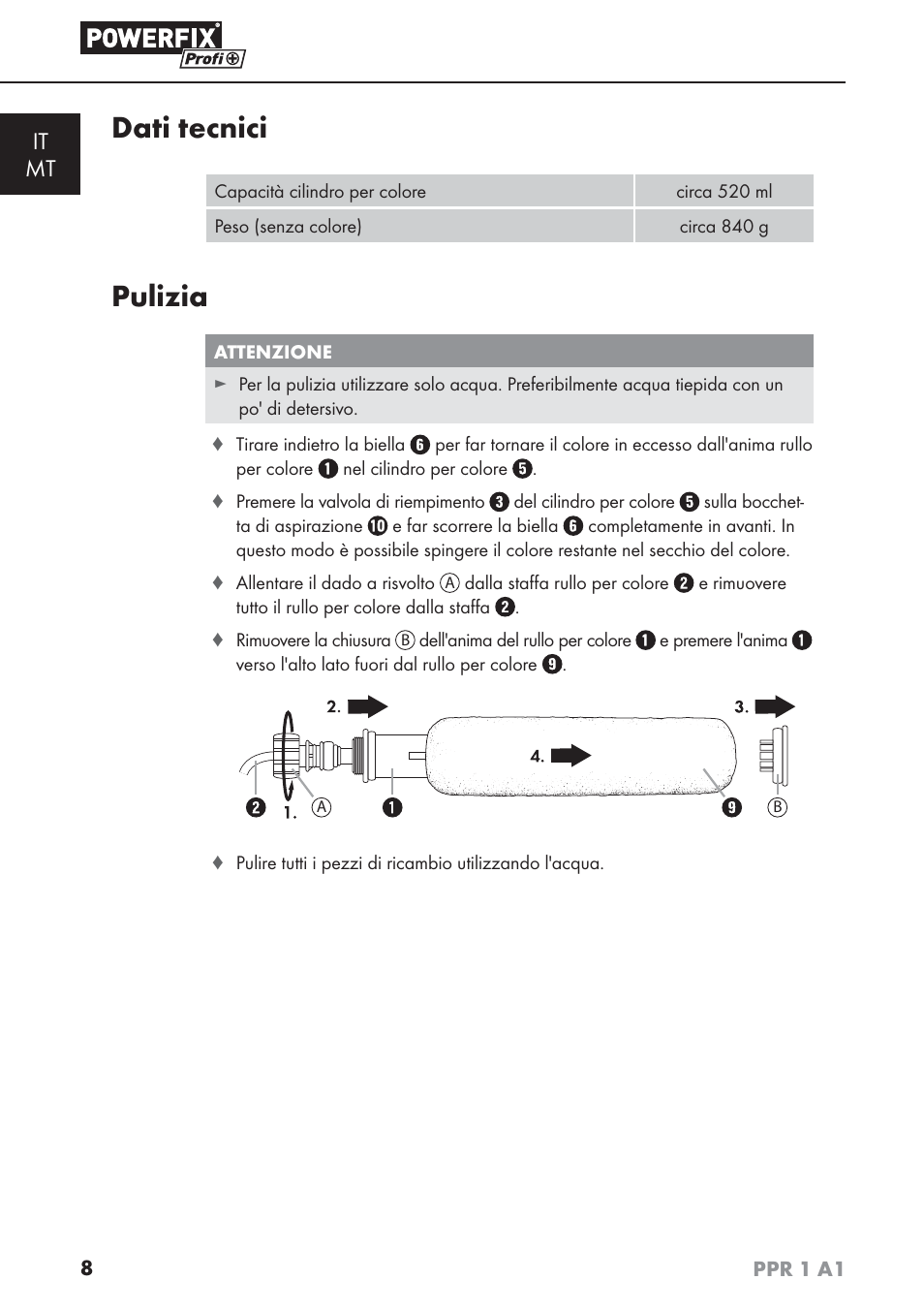 Dati tecnici, Pulizia, It mt | Powerfix PPR 1 A1 User Manual | Page 11 / 34