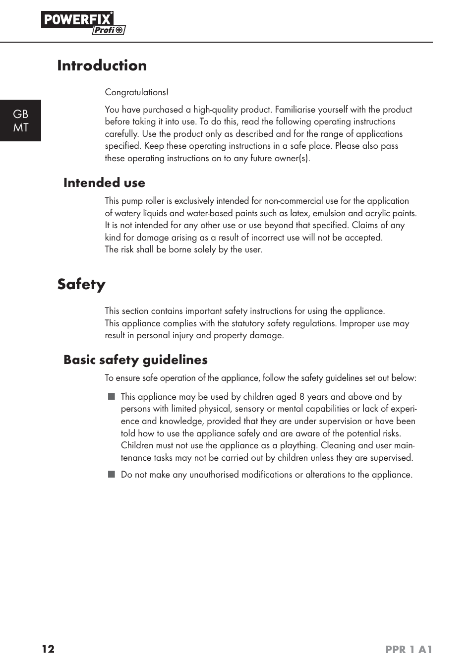 Introduction, Safety, Intended use | Basic safety guidelines | Powerfix PPR 1 A1 User Manual | Page 15 / 34