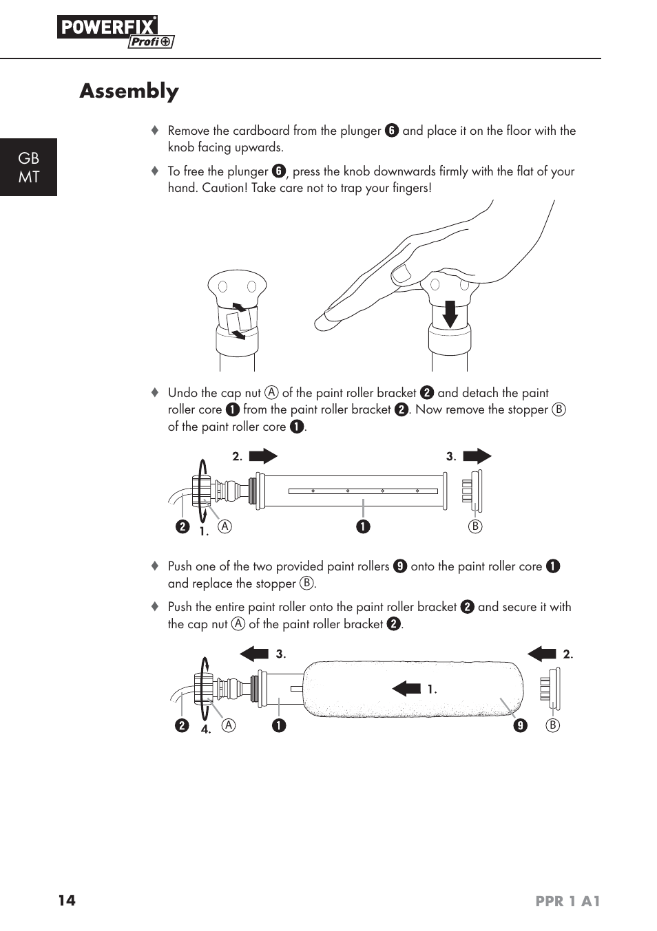 Assembly, Gb mt | Powerfix PPR 1 A1 User Manual | Page 17 / 34