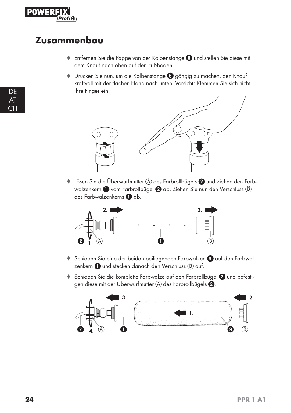 Zusammenbau, De at ch | Powerfix PPR 1 A1 User Manual | Page 27 / 34