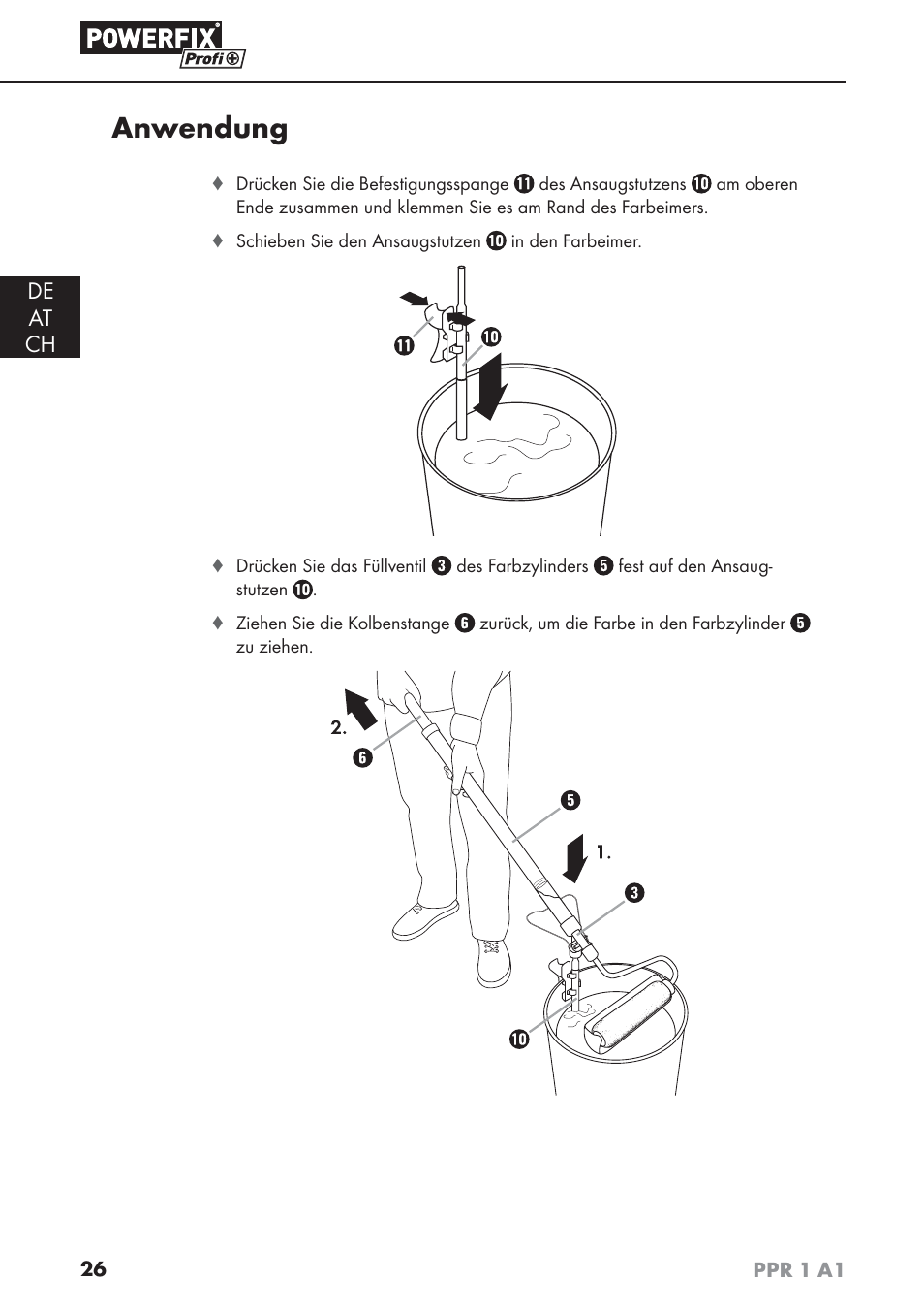 Anwendung, De at ch | Powerfix PPR 1 A1 User Manual | Page 29 / 34