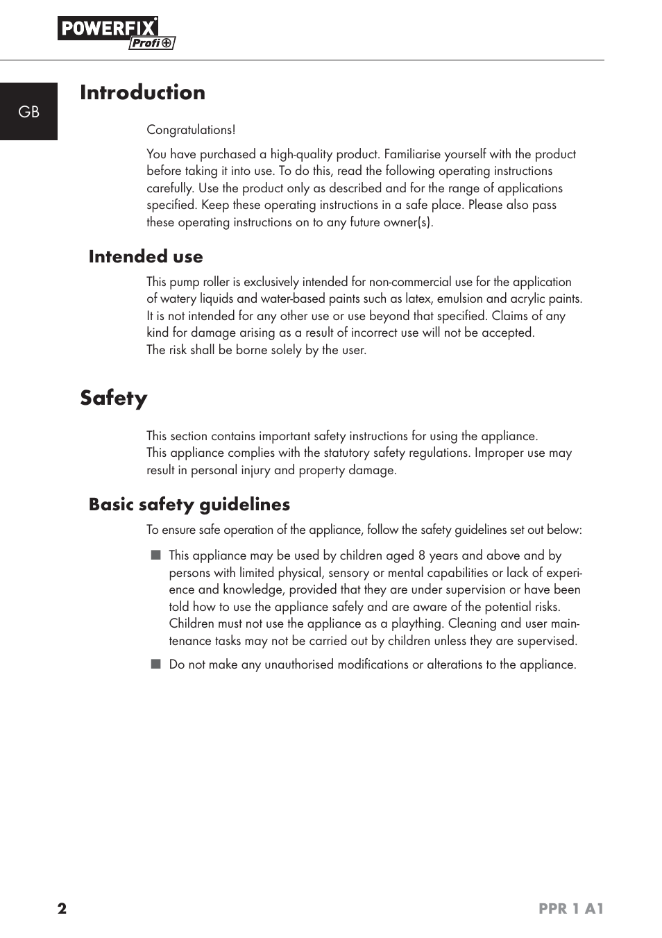 Introduction, Safety, Intended use | Basic safety guidelines | Powerfix PPR 1 A1 User Manual | Page 5 / 44