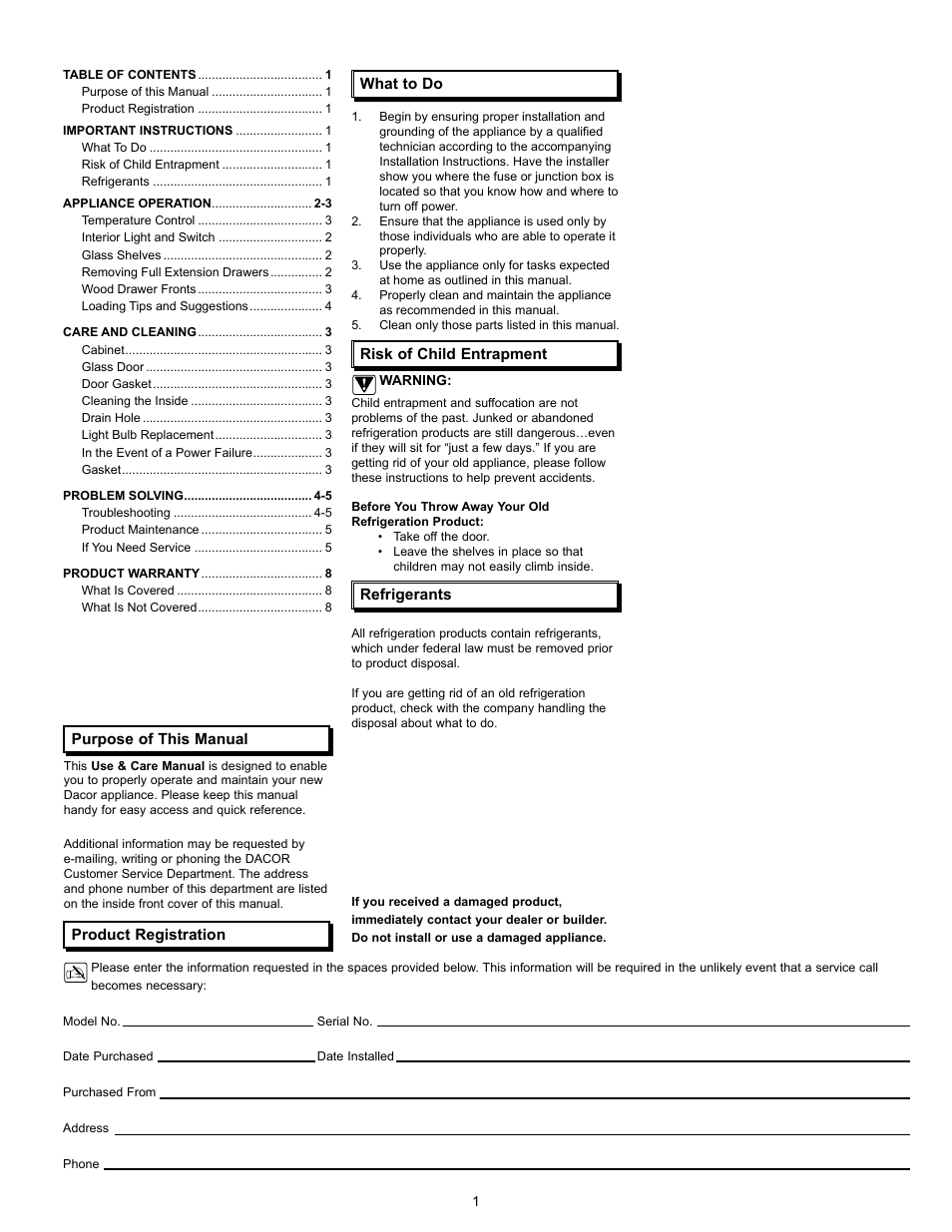 Dacor Wine Steward/Beverage Cooler User Manual | Page 3 / 12
