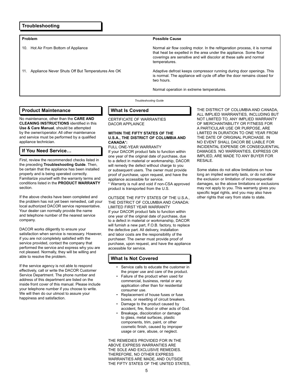 Dacor Wine Steward/Beverage Cooler User Manual | Page 7 / 12