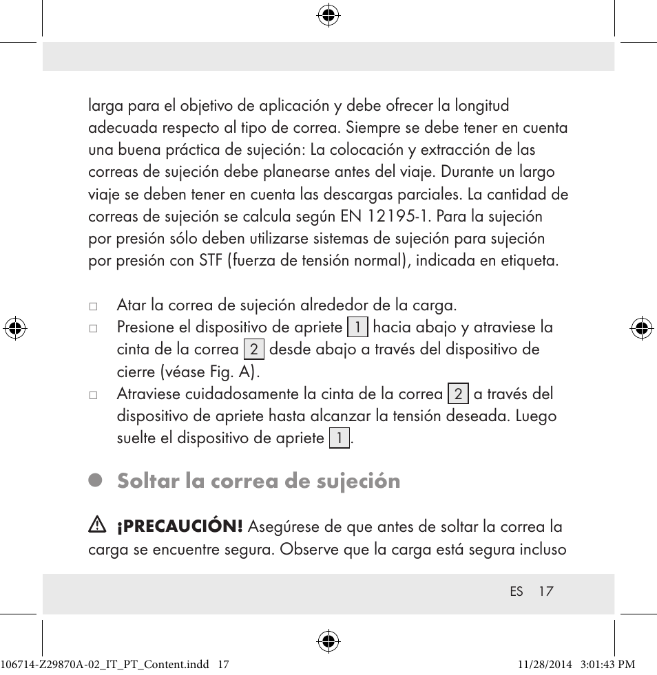 Soltar la correa de sujeción | Powerfix Z28970A-02 User Manual | Page 17 / 79